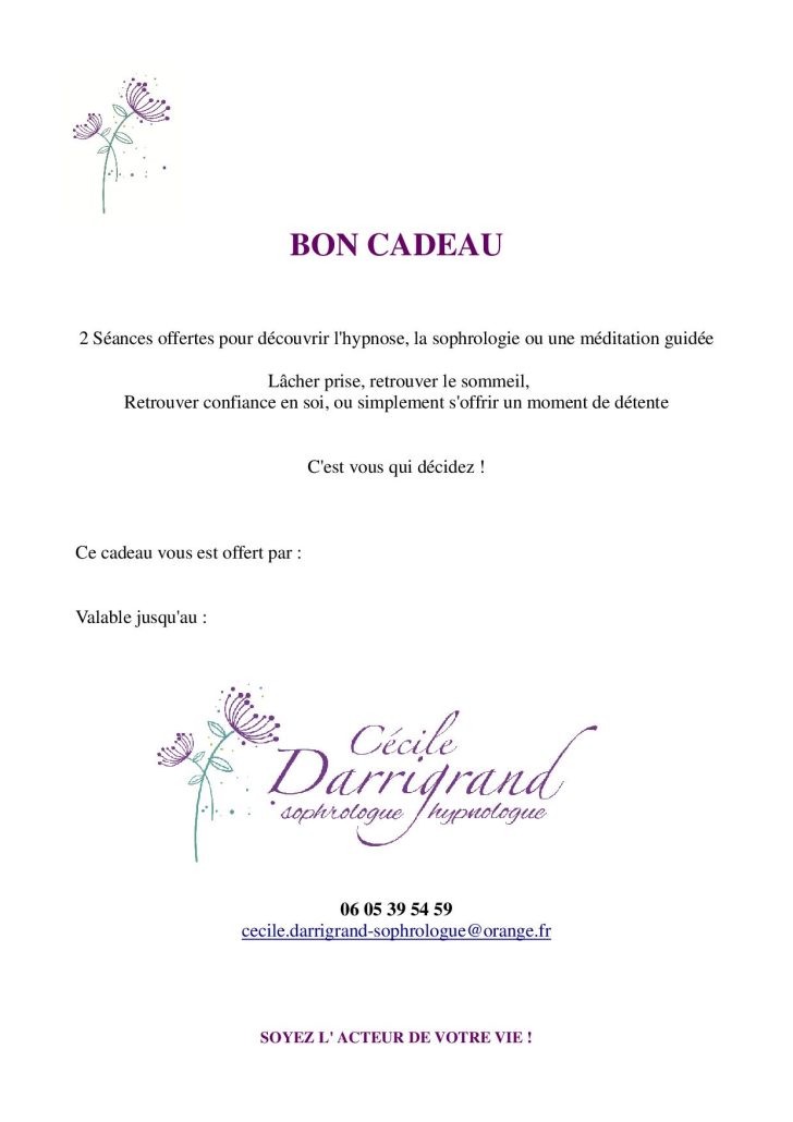 bon cadeau sophrologie